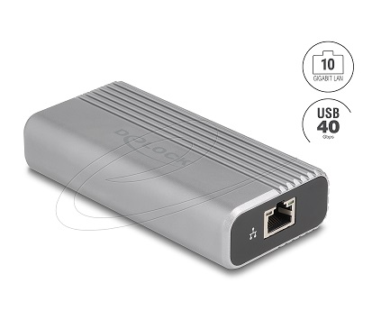 מתאם רשת חיצוני Type-C לרשת קווית 10 ג'יגהביט דילוק Delock 64349 USB 40Gbps USB Type-C Network Adapter 10 Gigabit LAN RJ45